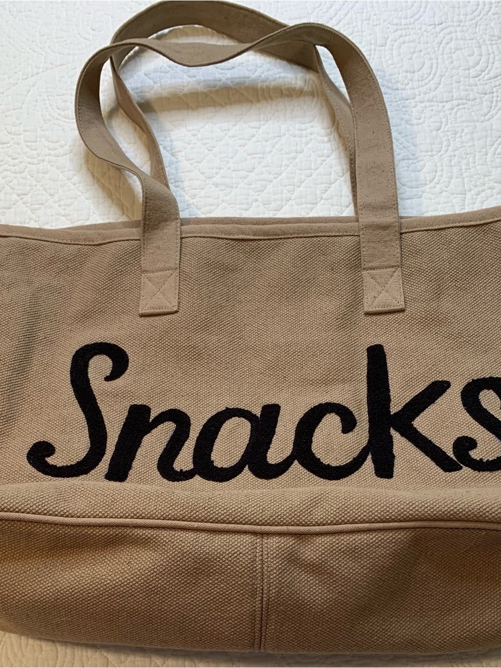 Panache Apparel Co. Canvas 'Snacks' Tote Bag in Beige